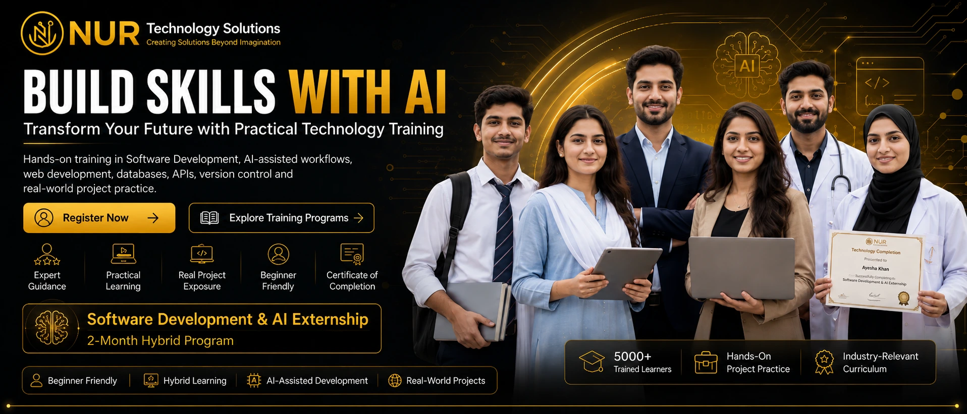 NUR Technology Solutions practical technology training and AI externship programs